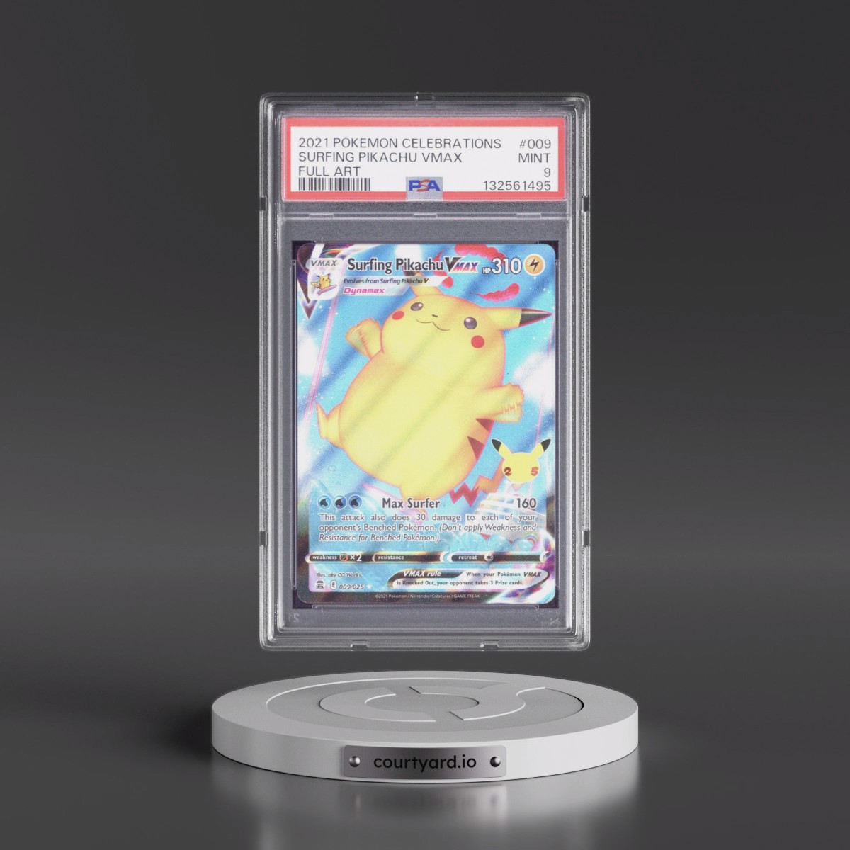 2021 Pokémon Celebrations #009 Surfing Pikachu Vmax - Full Art (PSA 9 MINT)