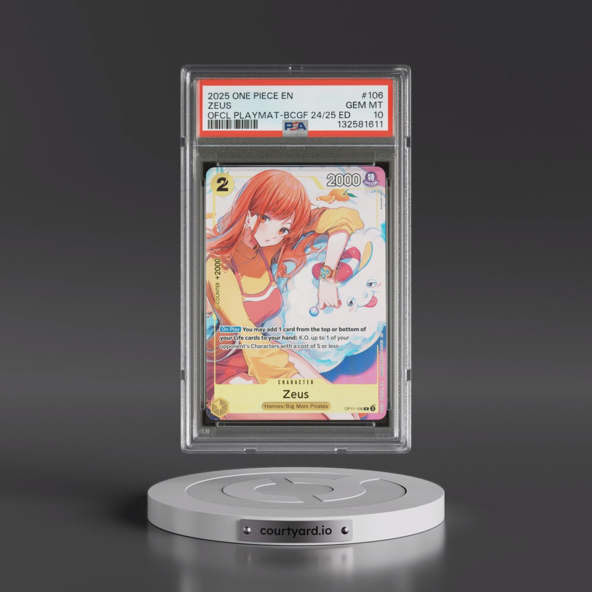 2025 One Piece Promos #106 Zeus - Official Playmat-Bandai Card Games Fest 24-25 Edition (PSA 10 GEM MINT)