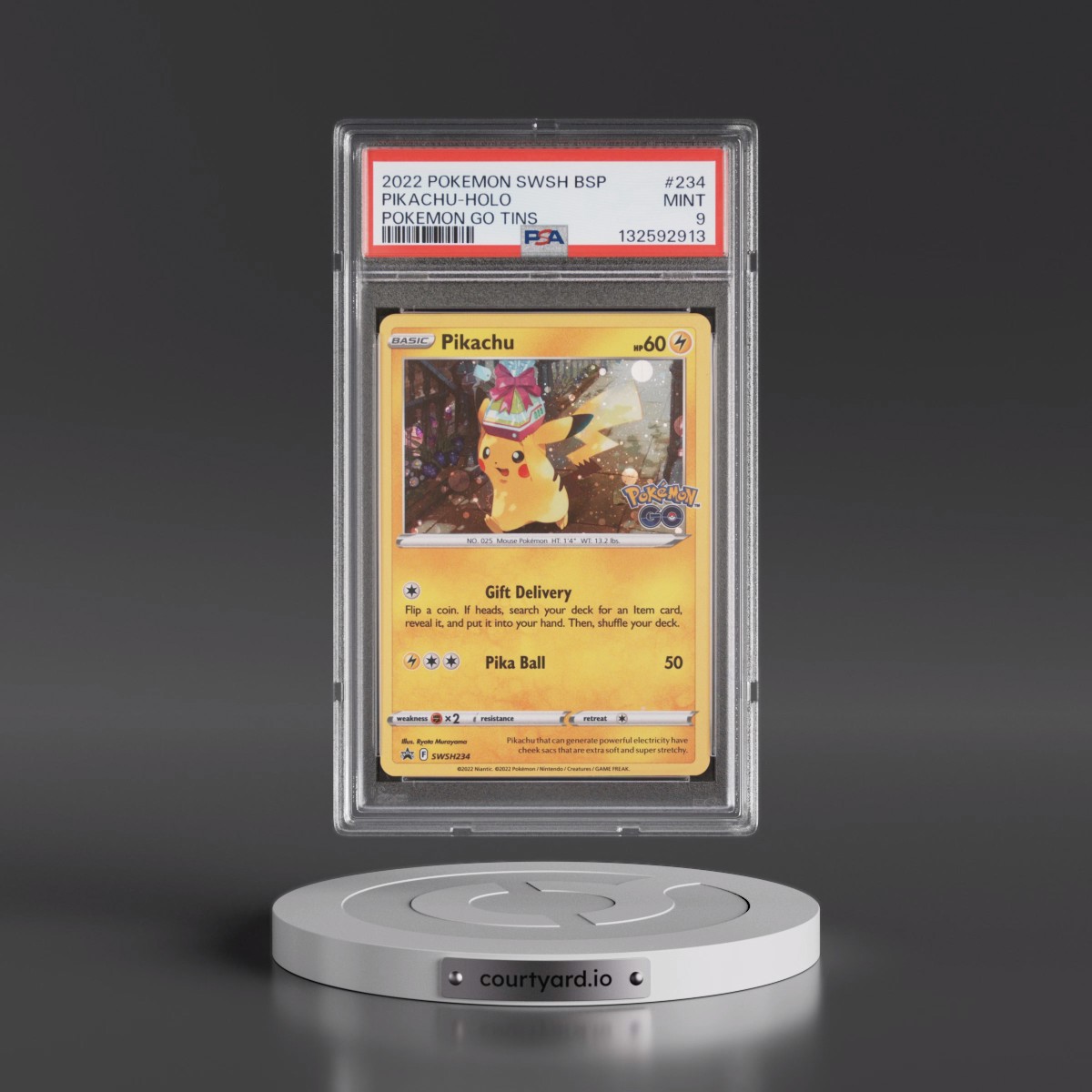 2022 Pokémon Swsh Black Star Promo #234 Pikachu - Holo Pokemon Go Tins (PSA 9 MINT)