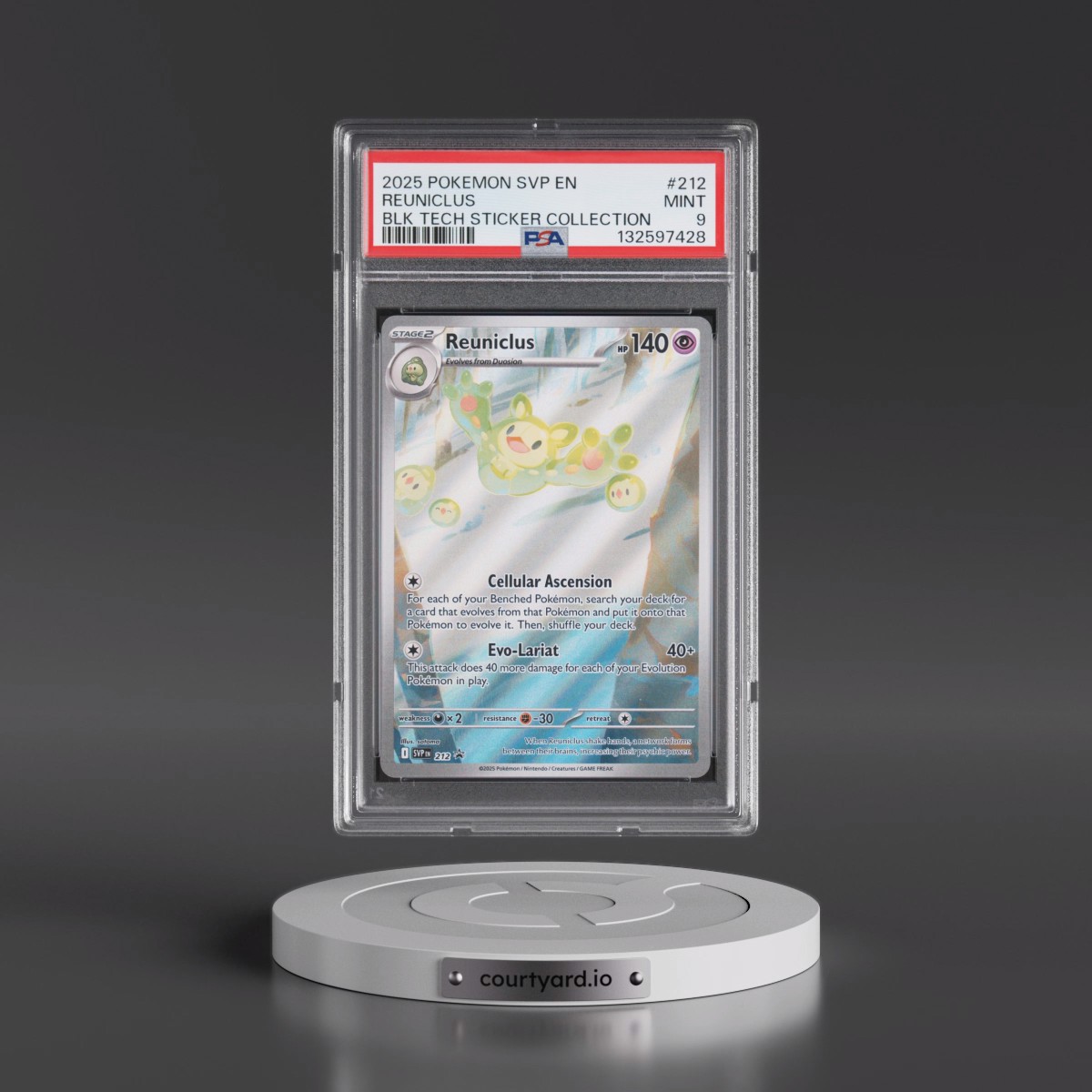 2025 Pokémon Svp EN-SV Black Star Promo #212 Reuniclus - Black Bolt Tech Sticker Collection (PSA 9 MINT)