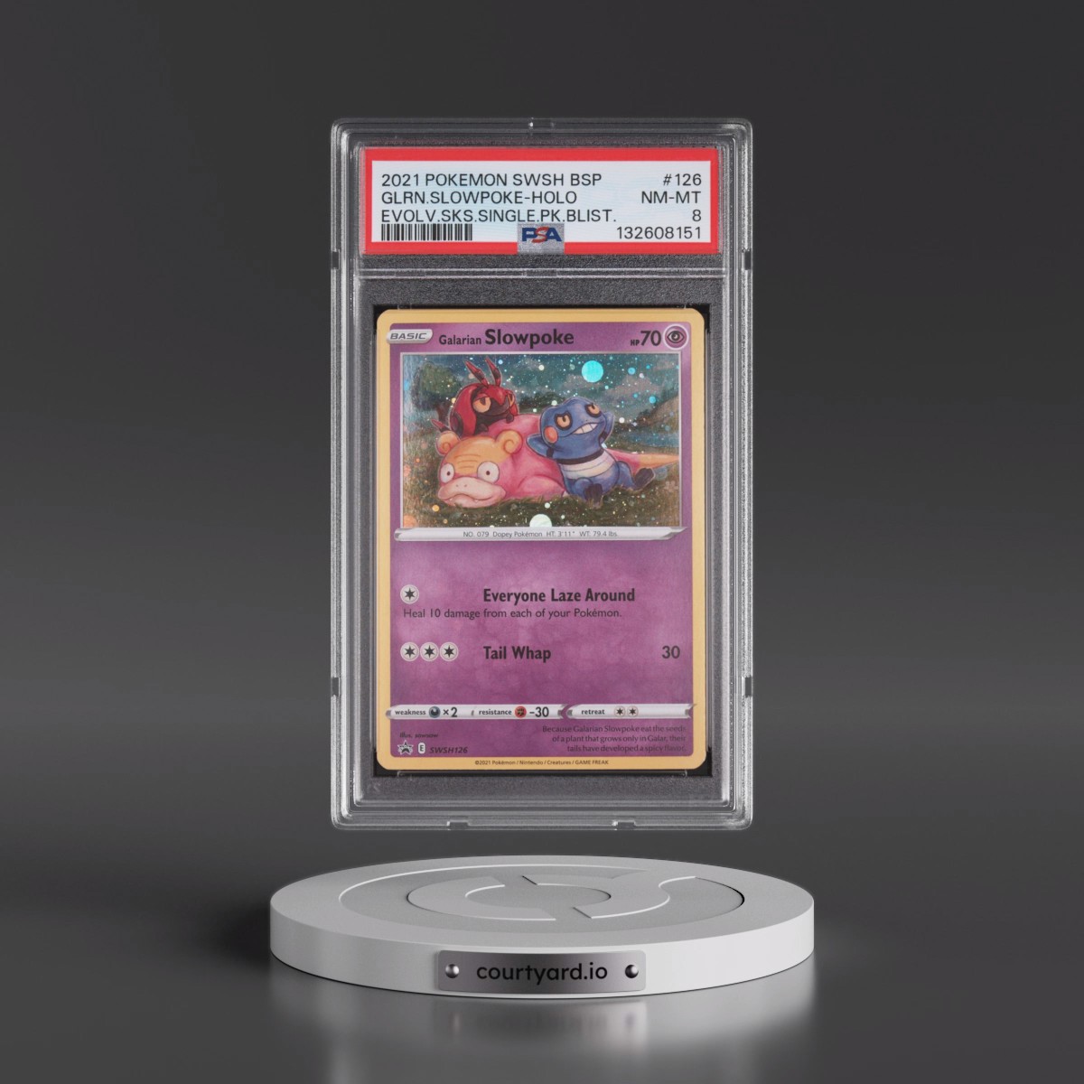 2021 Pokémon Swsh Black Star Promo #126 Galarian Slowpoke - Holo Evolving Skies Single Pack Blisters (PSA 8 NM-MT)