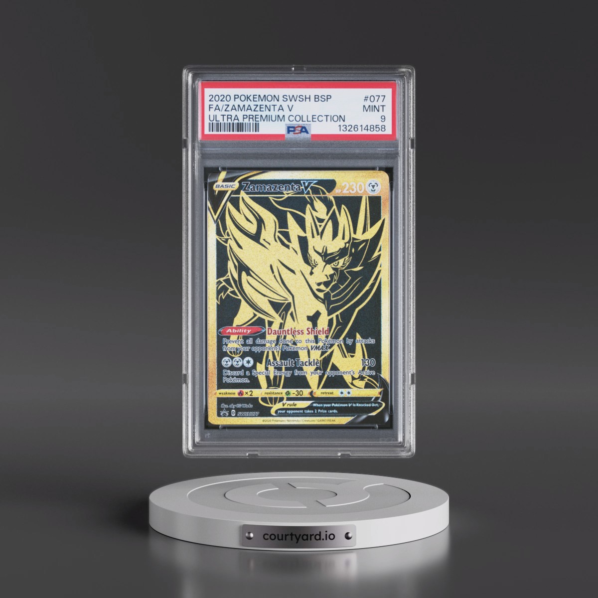 2020 Pokémon Swsh Black Star Promo #077 Zamazenta V - Holo Full Art Ultra Premium Collection (PSA 9 MINT)
