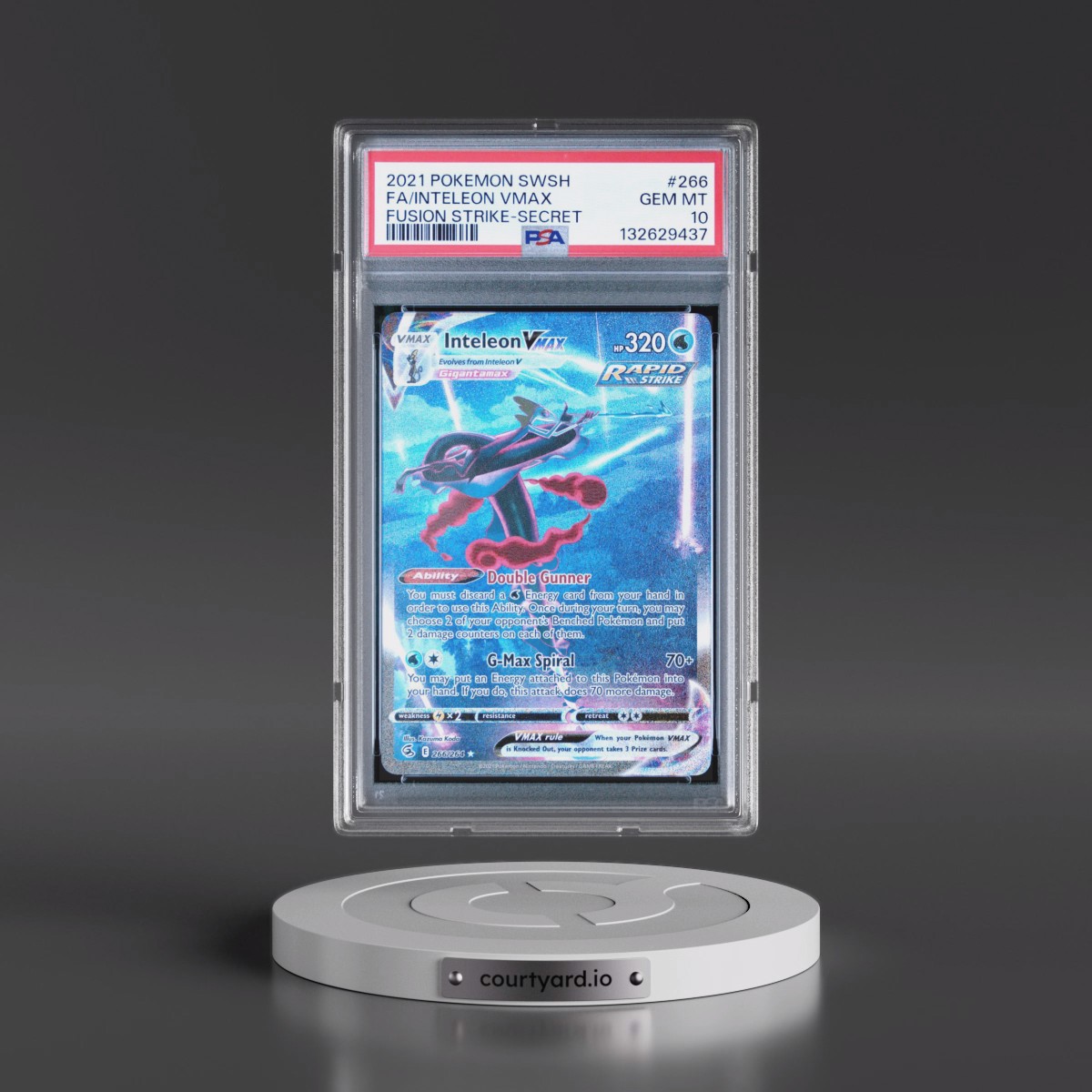 2021 Pokémon Sword & Shield Fusion Strike #266 Inteleon Vmax - Full Art Secret (PSA 10 GEM MINT)