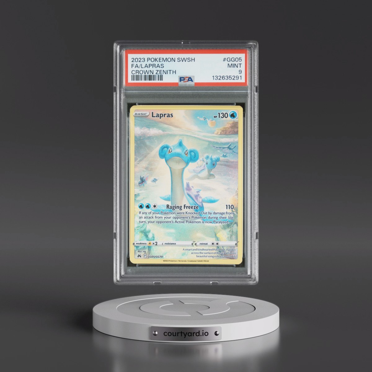 2023 Pokémon Sword and Shield Crown Zenith #GG05 Lapras - Full Art (PSA 9 MINT)