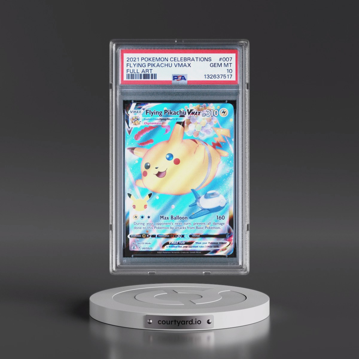 2021 Pokémon Celebrations #007 Flying Pikachu Vmax - Full Art (PSA 10 GEM MINT)