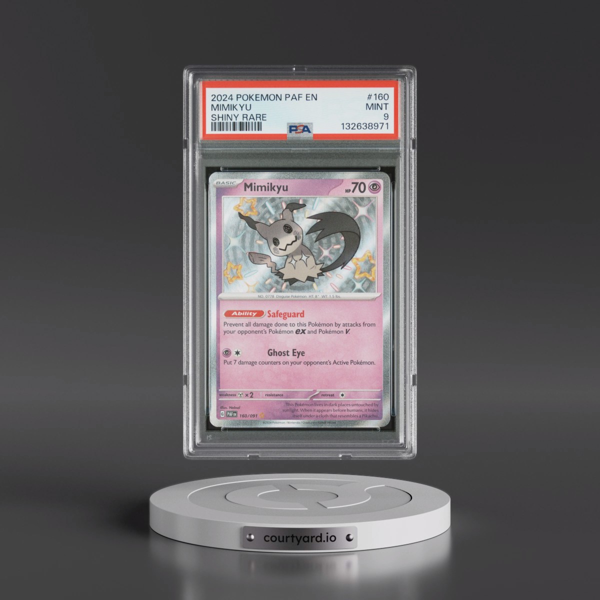 2024 Pokémon Paf EN-Paldean Fates #160 Mimikyu - Shiny Rare (PSA 9 MINT)