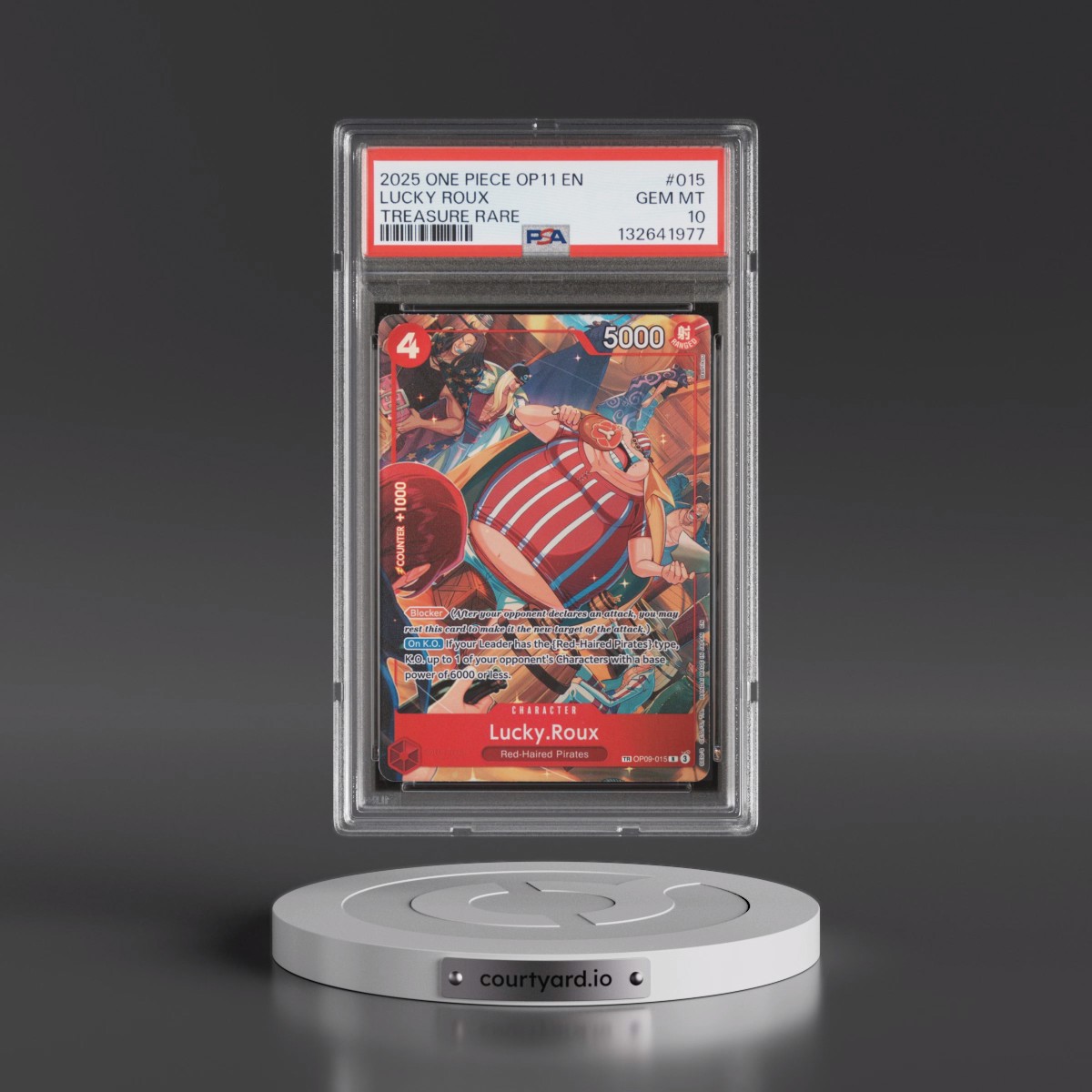 2025 One Piece OP11-A Fist of Divine Speed #015 Lucky Roux - Treasure Rare (PSA 10 GEM MINT)