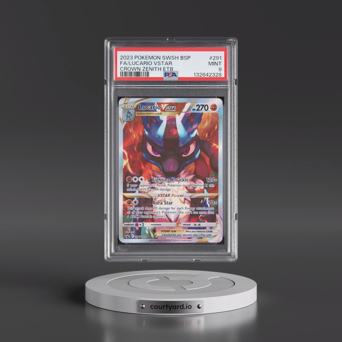 2023 Pokémon Swsh Black Star Promo #291 Lucario Vstar - Full Art Crown Zenith Elite Trainer Box (PSA 9 MINT)