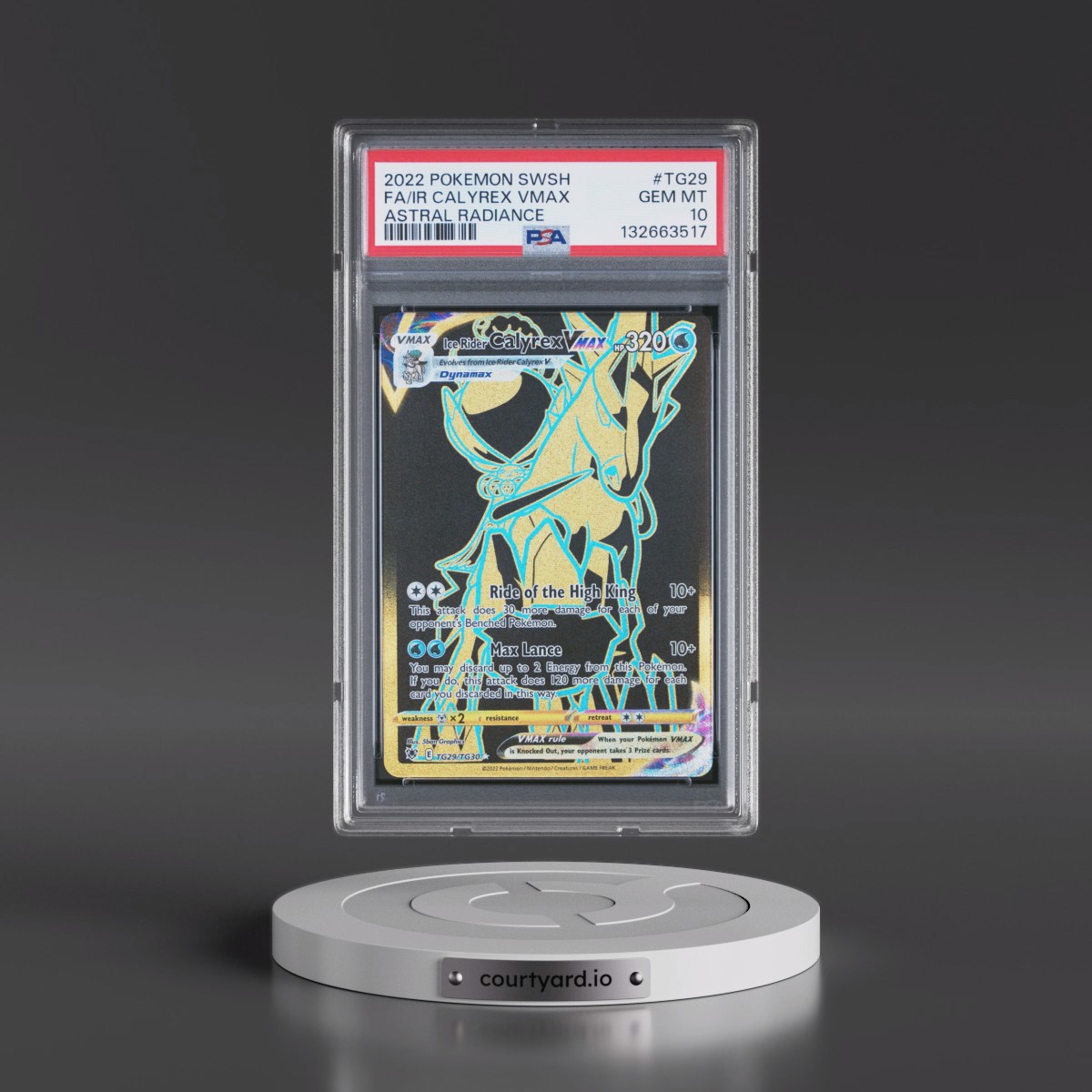 2022 Pokémon Sword & Shield Astral Radiance #TG29 Ice Rider Calyrex Vmax - Full Art (PSA 10 GEM MINT)