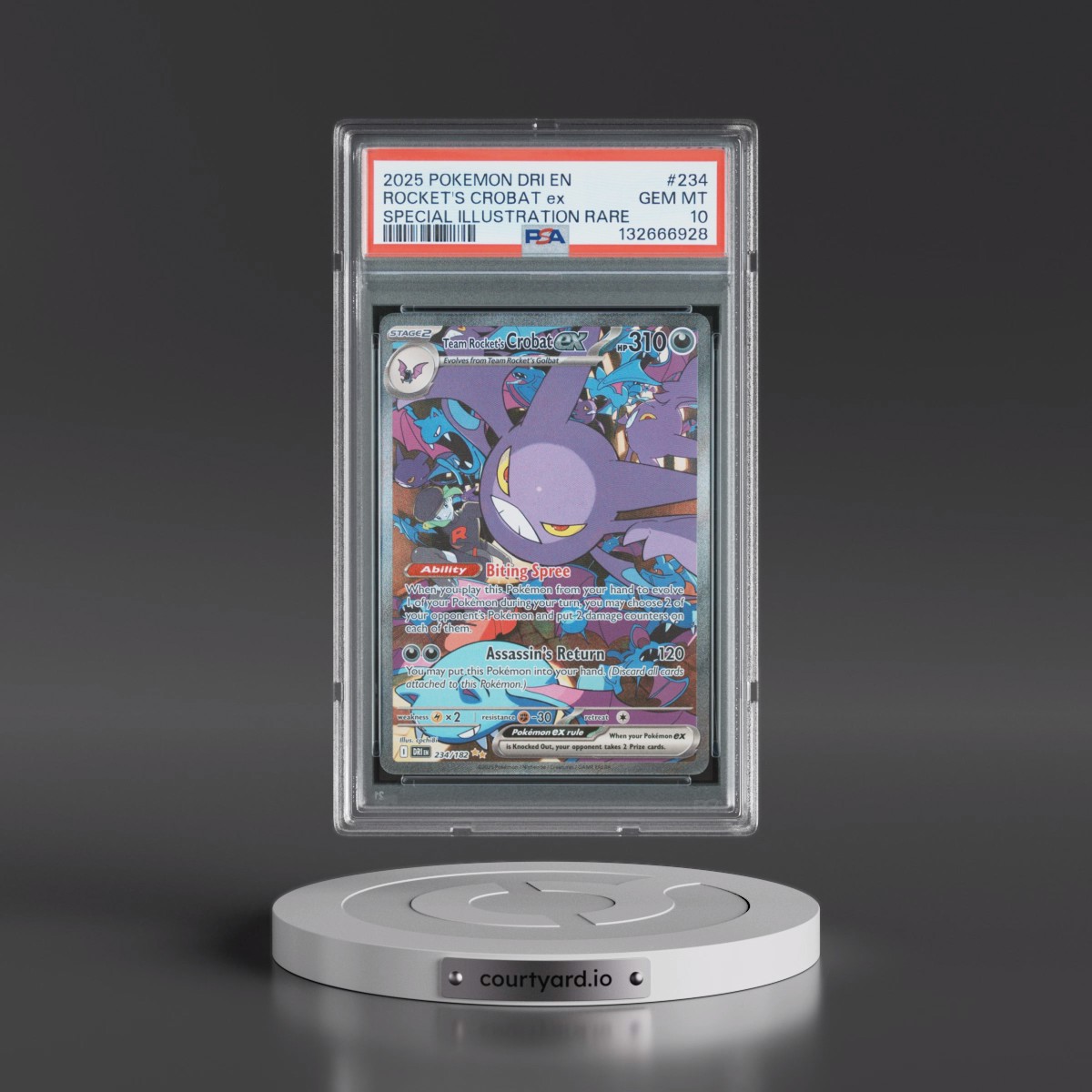 2025 Pokémon Dri EN-Destined Rivals #234 Team Rocket's Crobat EX - Holo Special Illustration Rare (PSA 10 GEM MINT)