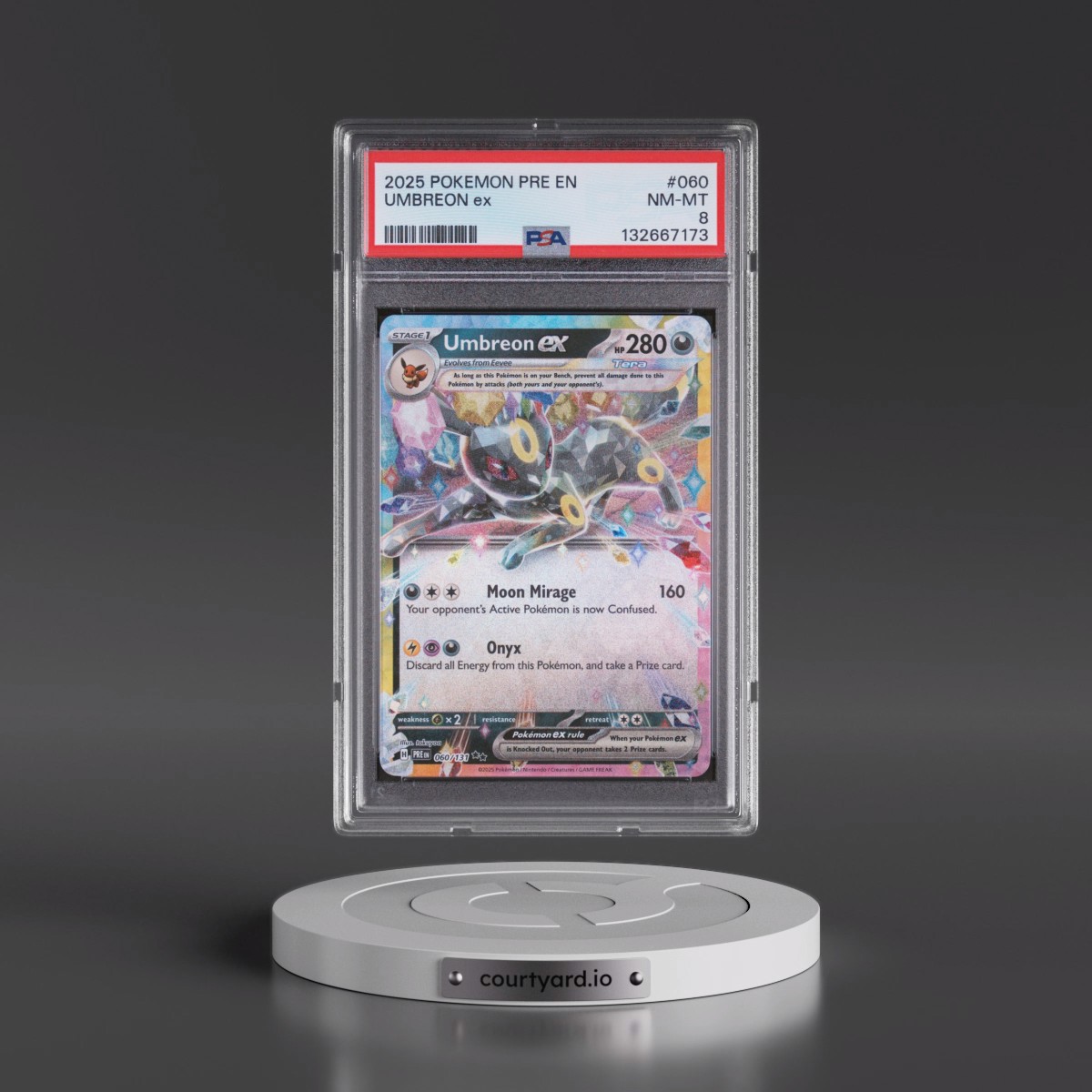 2025 Pokémon Pre EN-Prismatic Evolutions #060 Umbreon EX - Holo (PSA 8 NM-MT)