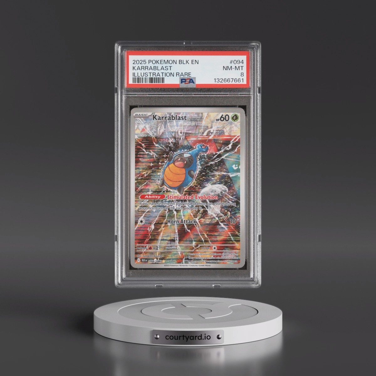 2025 Pokémon Blk EN-Black Bolt #094 Karrablast - Illustration Rare (PSA 8 NM-MT)