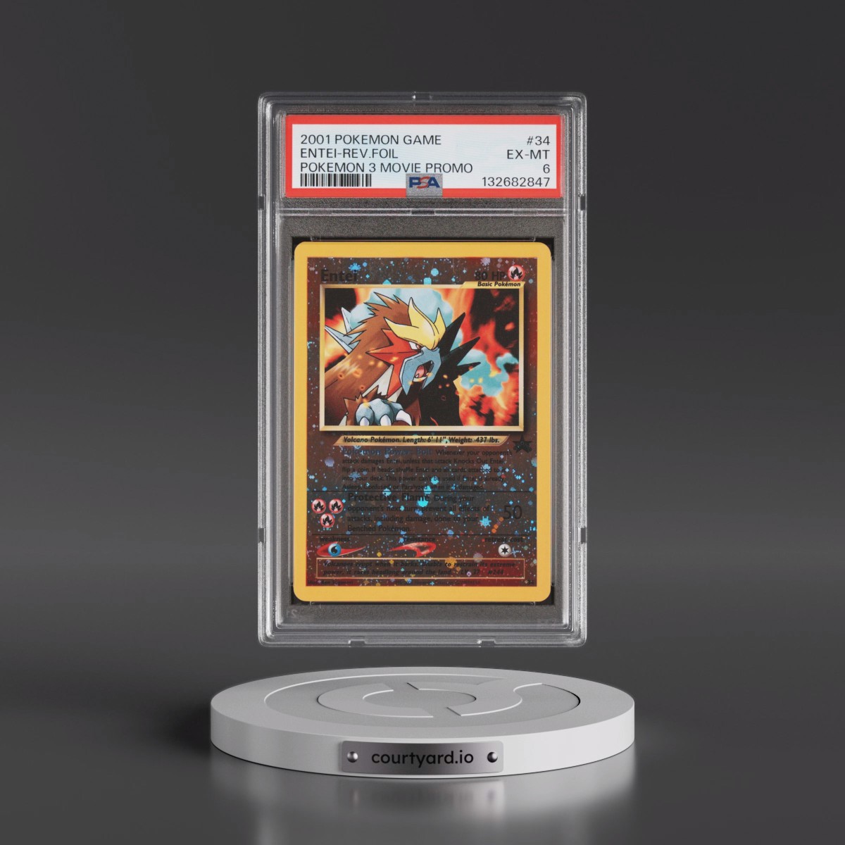 2001 Pokémon Game Movie #34 Entei - Reverse Foil Pokemon 3 Movie Promo (PSA 6 EX-MT)