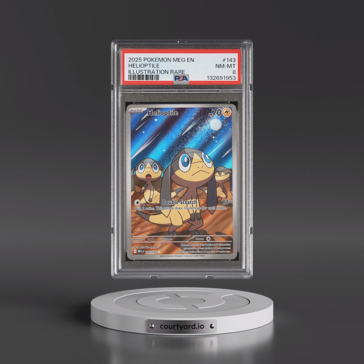 2025 Pokémon Meg EN-Mega Evolution #143 Helioptile - Illustration Rare (PSA 8 NM-MT)