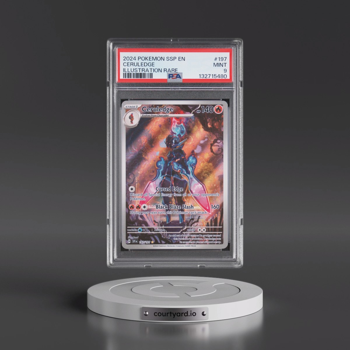 2024 Pokémon Ssp EN-Surging Sparks #197 Ceruledge - Illustration Rare (PSA 9 MINT)