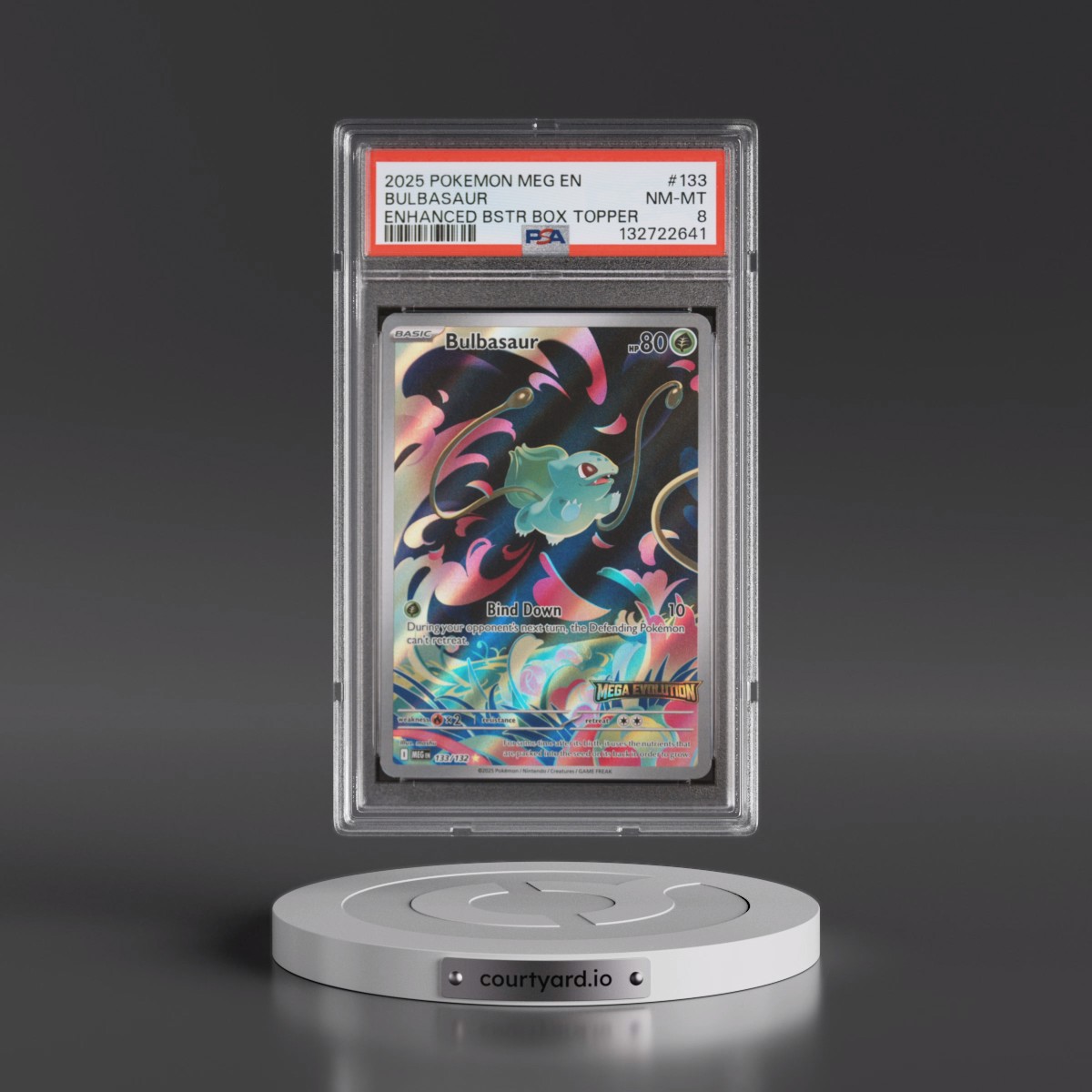 2025 Pokémon Meg EN-Mega Evolution #133 Bulbasaur - Enhanced Booster Box Topper (PSA 8 NM-MT)