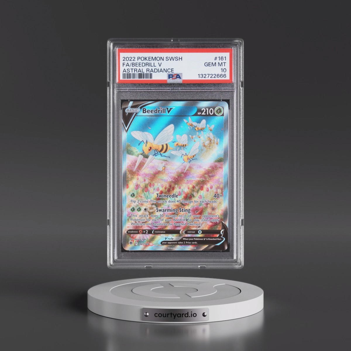 2022 Pokémon Sword & Shield Astral Radiance #161 Beedrill V - Holo Full Art (PSA 10 GEM MINT)