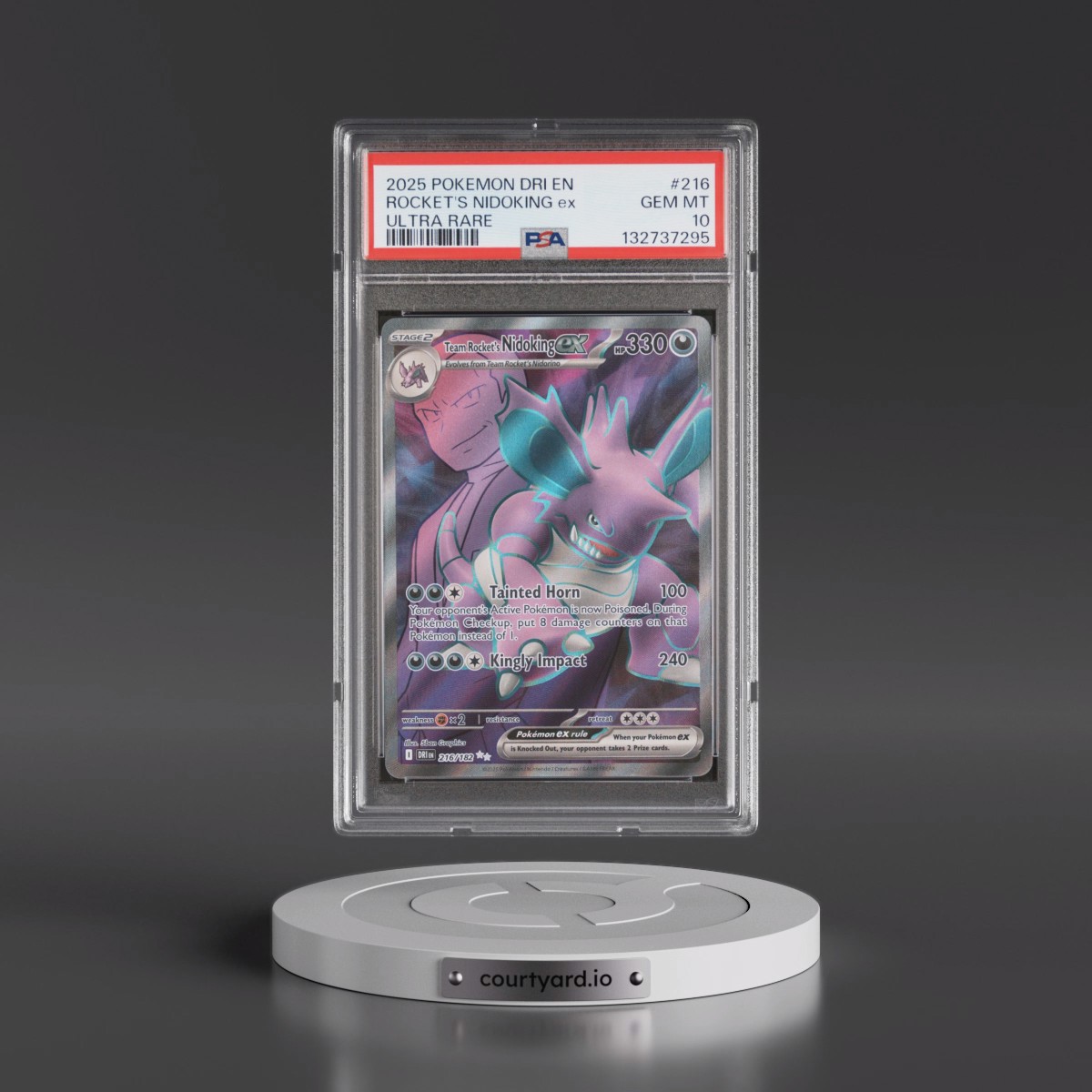2025 Pokémon Dri EN-Destined Rivals #216 Team Rocket's Nidoking EX - Holo Ultra Rare (PSA 10 GEM MINT)