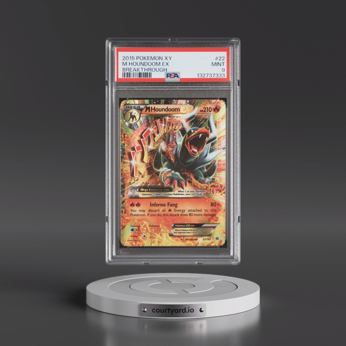 2015 Pokémon XY Breakthrough #22 M Houndoom EX - Holo (PSA 9 MINT)