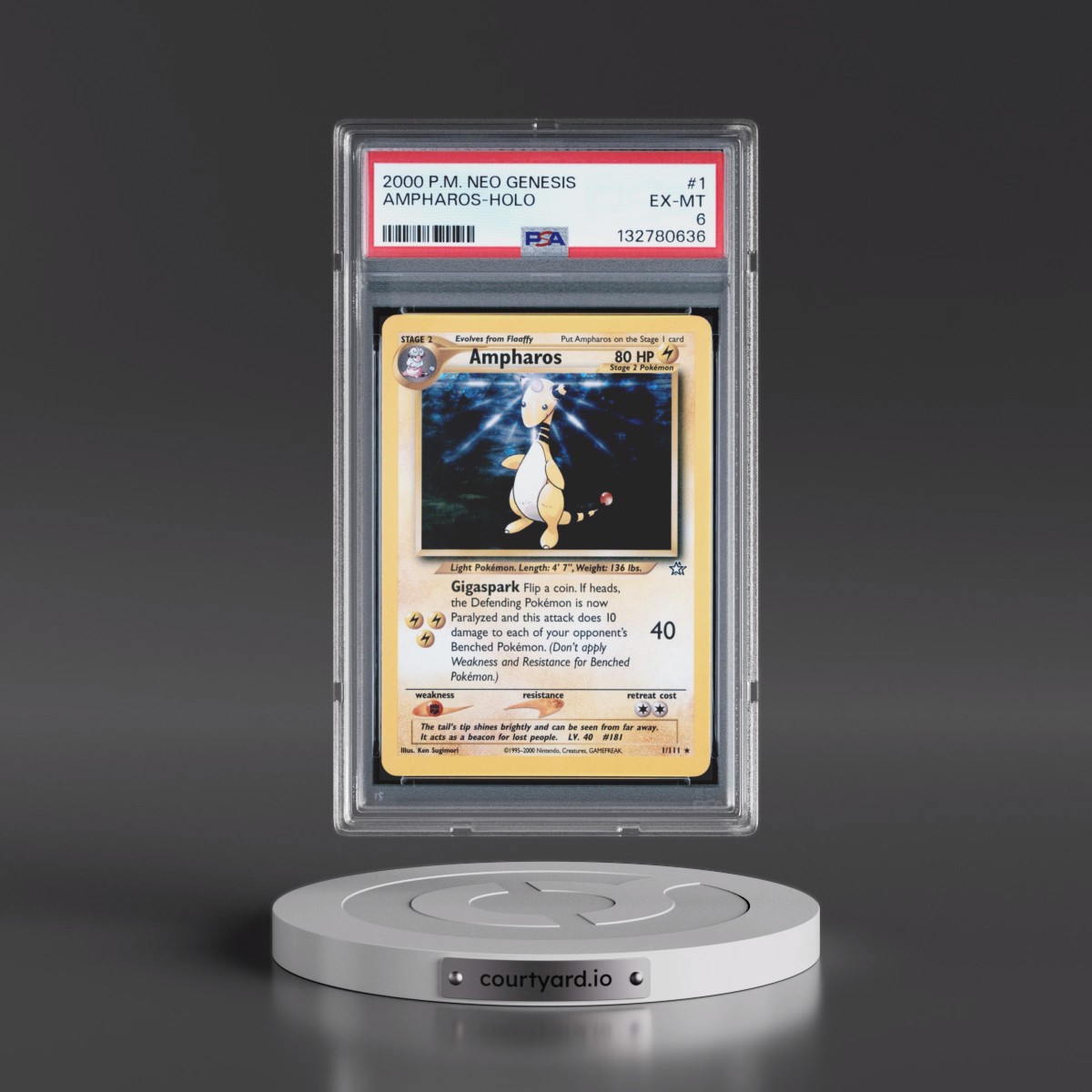 2000 Pokémon Neo Genesis #1 Ampharos - Holo (PSA 6 EX-MT)