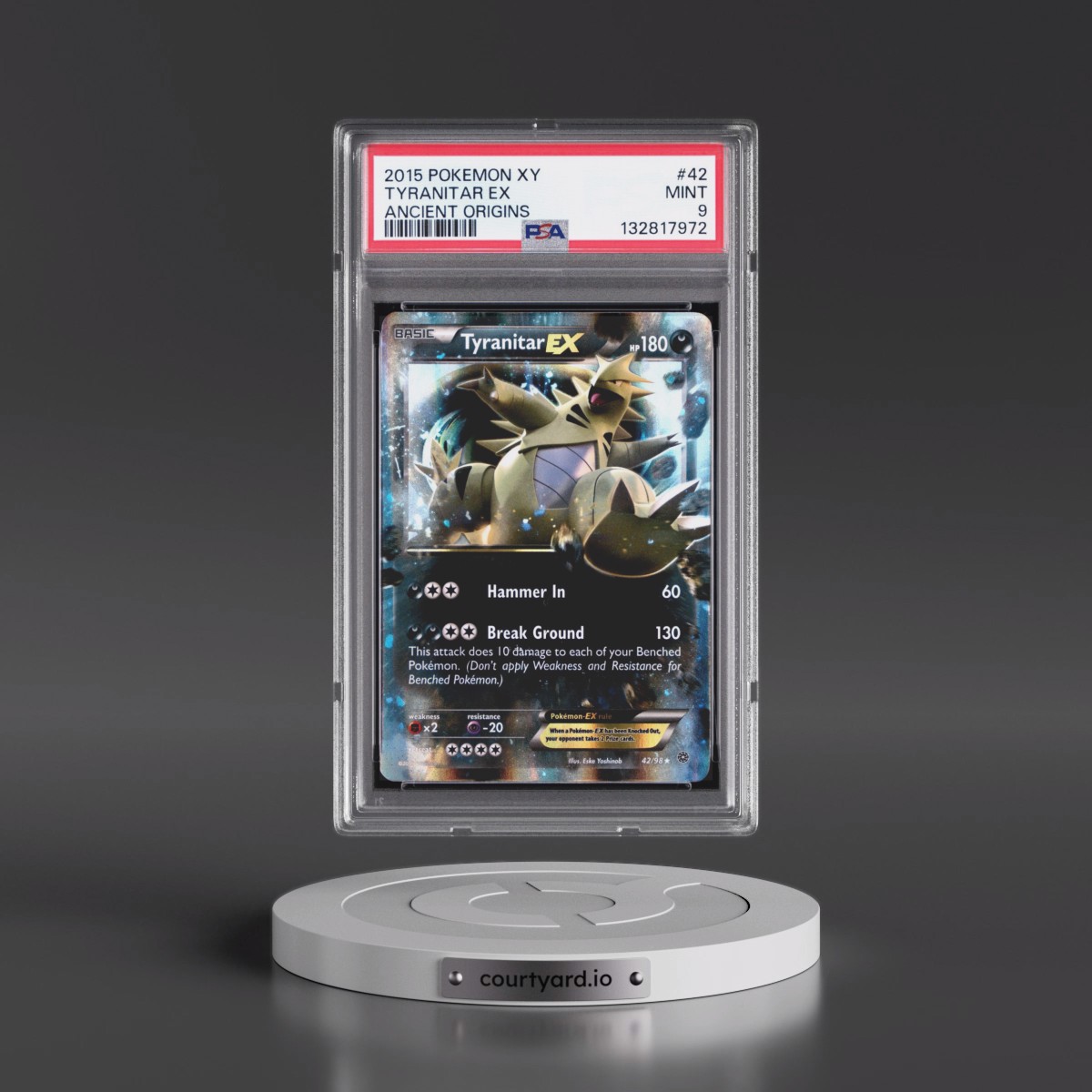 2015 Pokémon XY Ancient Origins #42 Tyranitar EX - Holo (PSA 9 MINT)