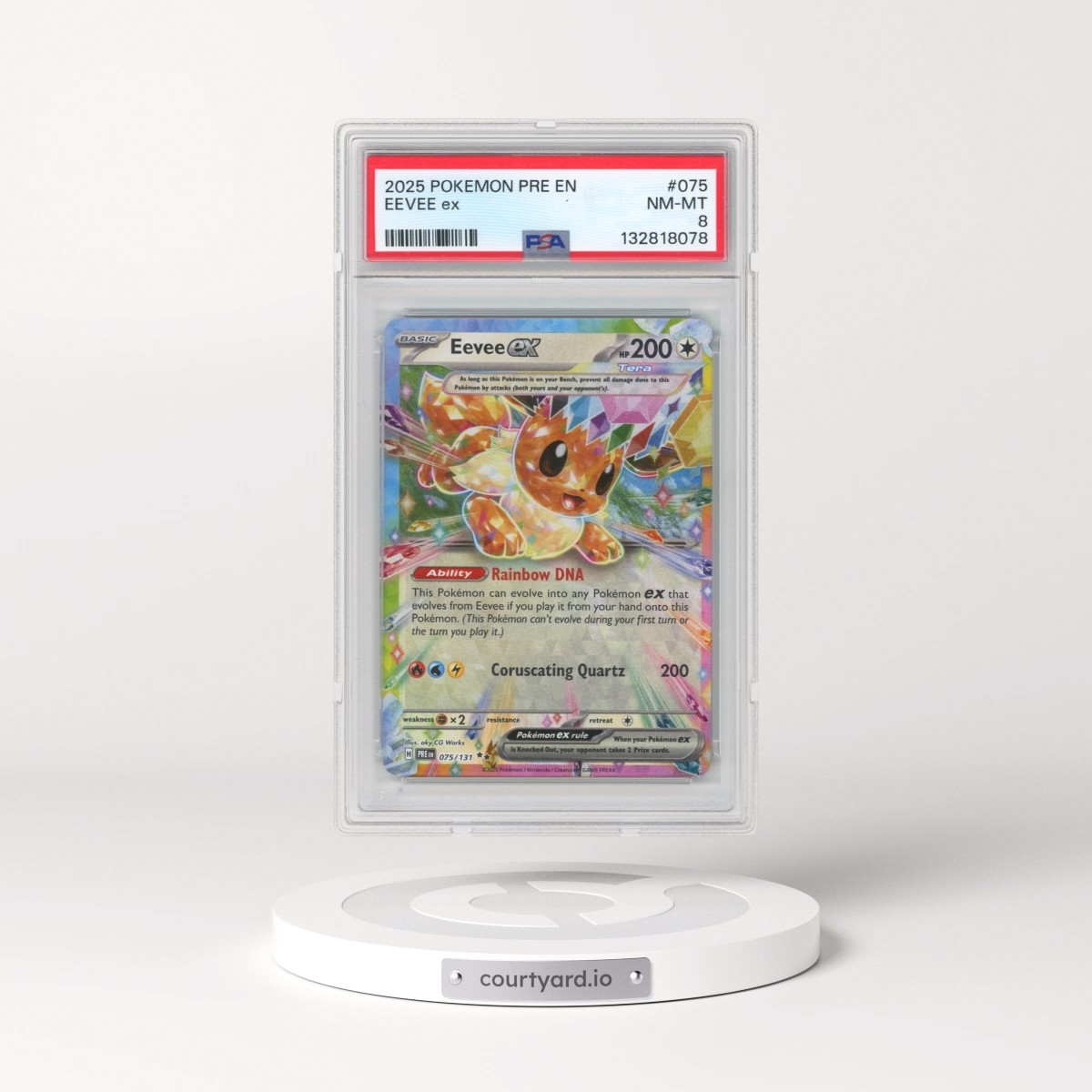 2025 Pokémon Pre EN-Prismatic Evolutions #075 Eevee EX - Holo (PSA 8 NM-MT)