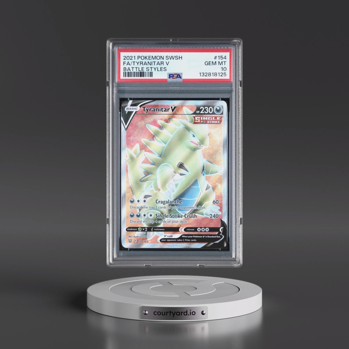 2021 Pokémon Sword & Shield Battle Styles #154 Tyranitar V - Holo Full Art (PSA 10 GEM MINT)