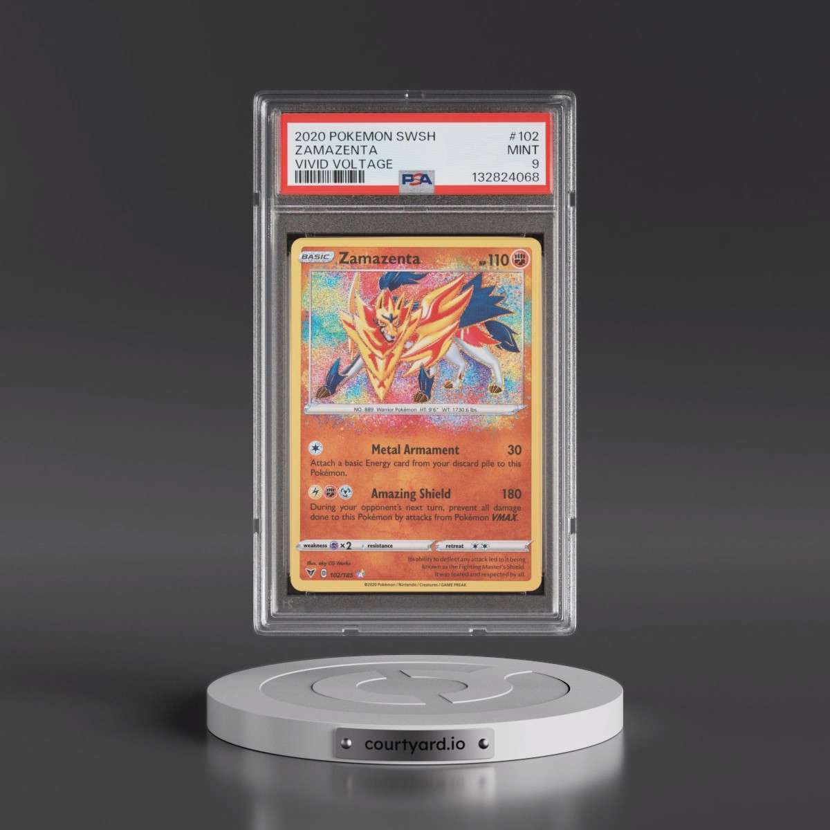 2020 Pokémon Sword & Shield Vivid Voltage #102 Zamazenta (PSA 9 MINT)