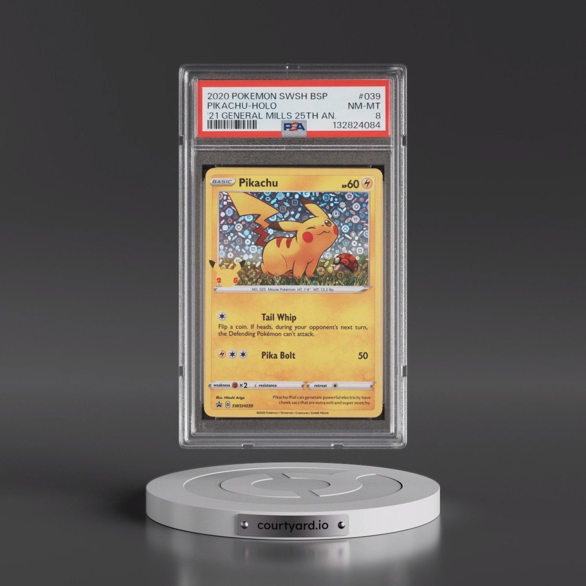 2020 Pokémon Swsh Black Star Promo #039 Pikachu - Holo 2021 General Mills 25th Anniversary (PSA 8 NM-MT)