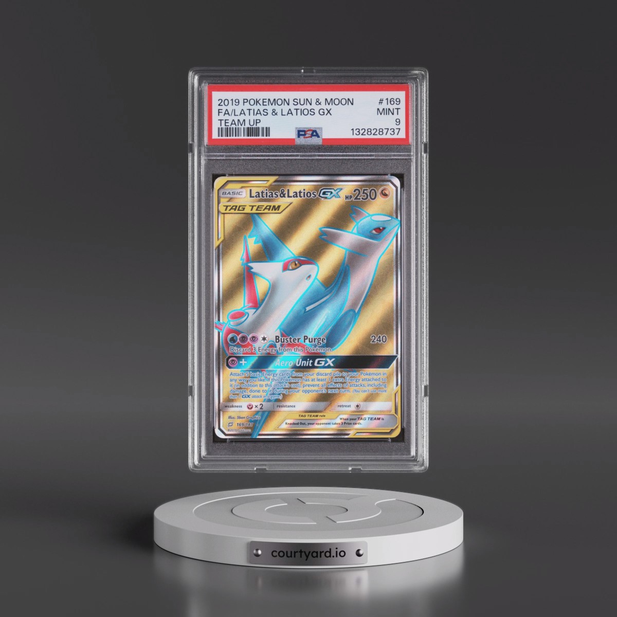 2019 Pokémon Sun & Moon Team Up #169 Latias & Latios GX - Holo Full Art (PSA 9 MINT)