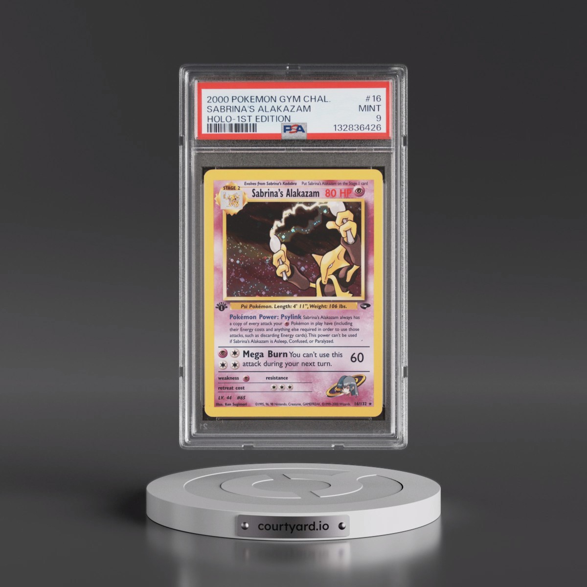 2000 Pokémon Gym Challenge #16 Sabrina's Alakazam - 1st Edition Holo (PSA 9 MINT)