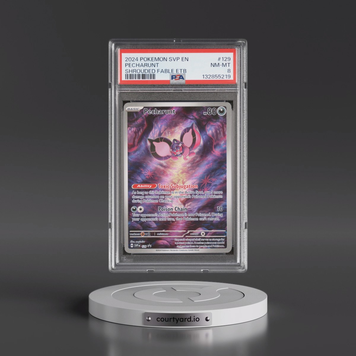 2024 Pokémon Svp EN-SV Black Star Promo #129 Pecharunt - Shrouded Fable Elite Trainer Box (PSA 8 NM-MT)