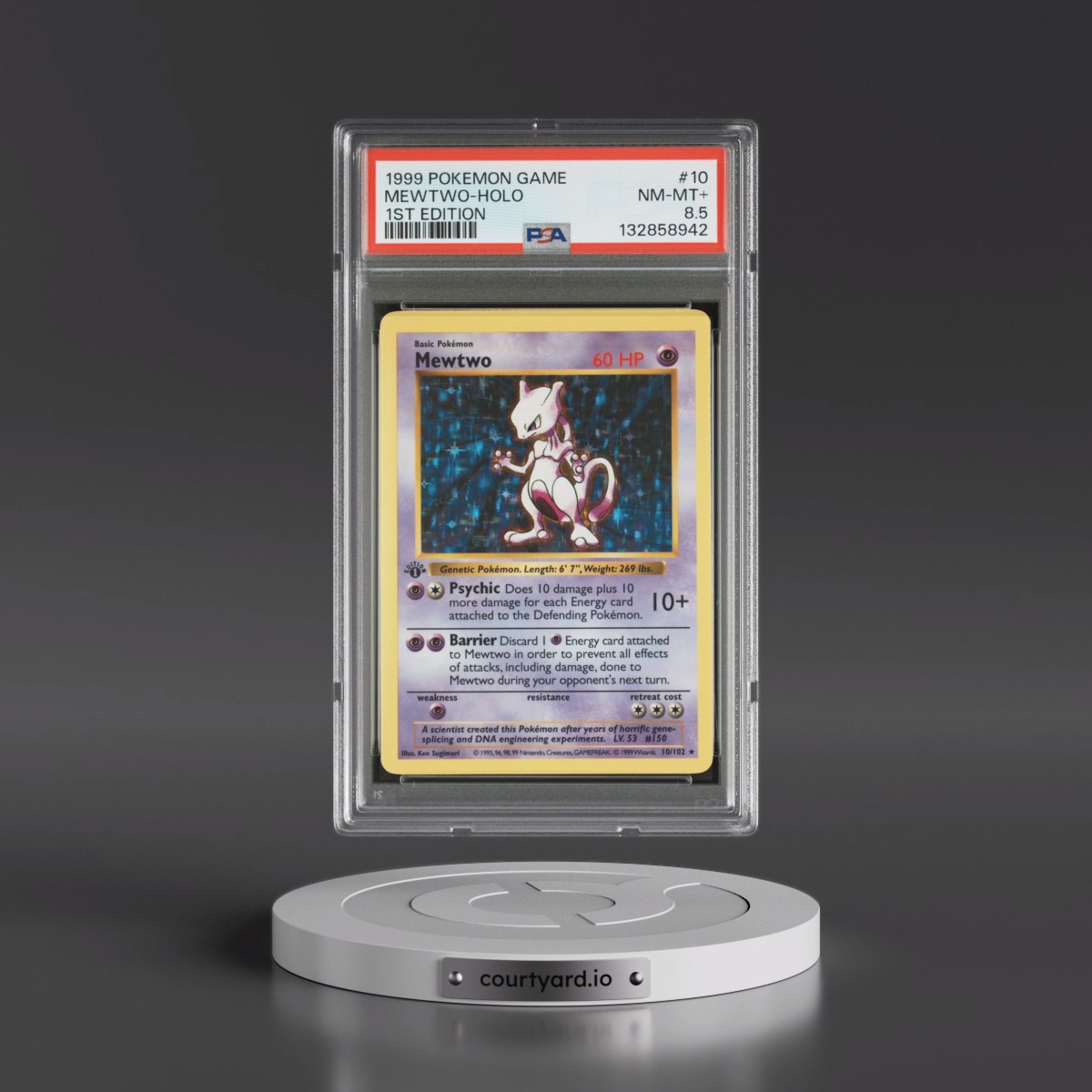 1999 Pokémon Game #10 Mewtwo - 1st Edition Holo (PSA 8.5 NM-MT+)