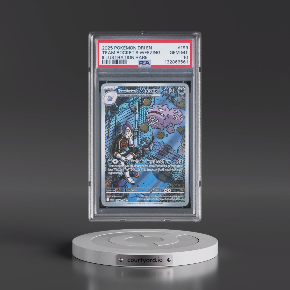 2025 Pokémon Dri EN-Destined Rivals #199 Team Rocket's Weezing - Illustration Rare (PSA 10 GEM MINT)