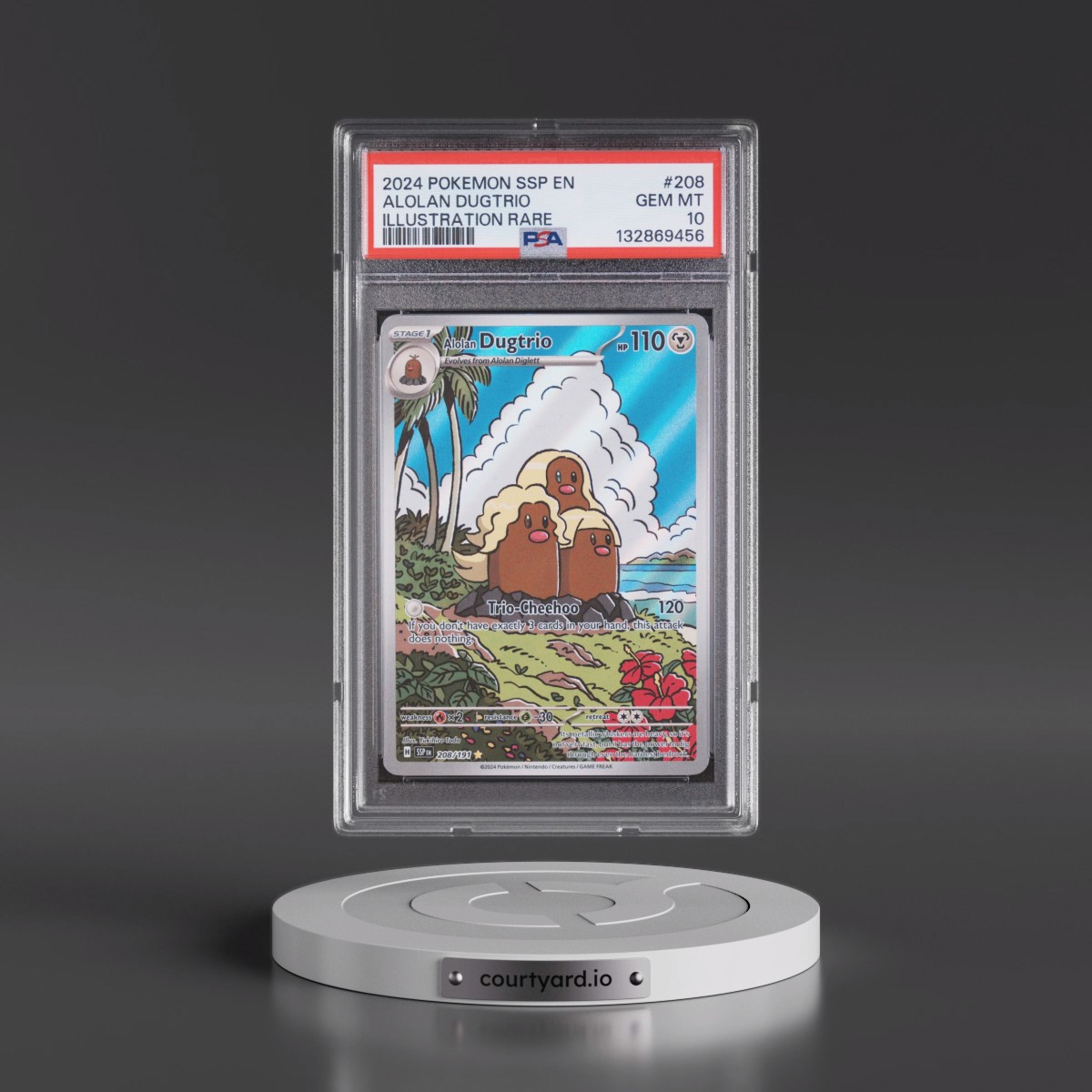 2024 Pokémon Ssp EN-Surging Sparks #208 Alolan Dugtrio - Illustration Rare (PSA 10 GEM MINT)