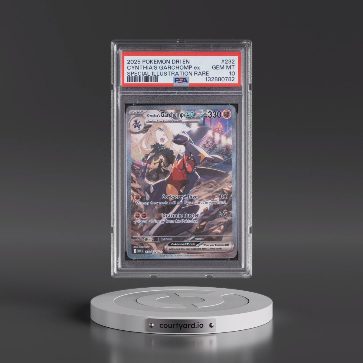 2025 Pokémon Dri EN-Destined Rivals #232 Cynthia's Garchomp EX - Holo Special Illustration Rare (PSA 10 GEM MINT)