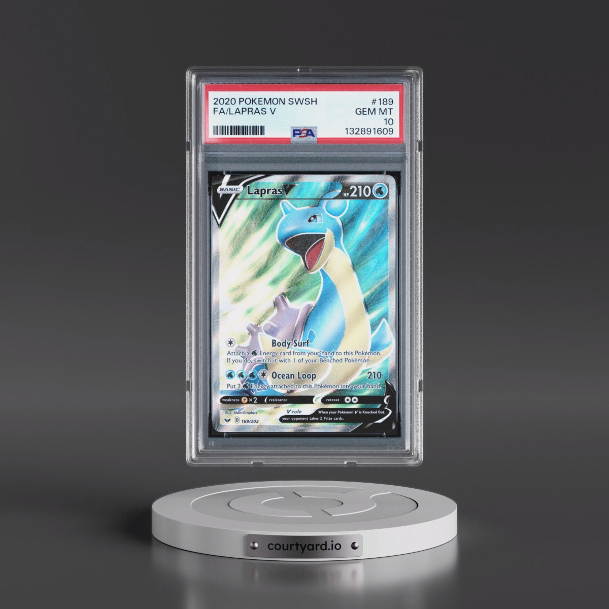 2020 Pokémon Sword & Shield #189 Lapras V - Holo Full Art (PSA 10 GEM MINT)