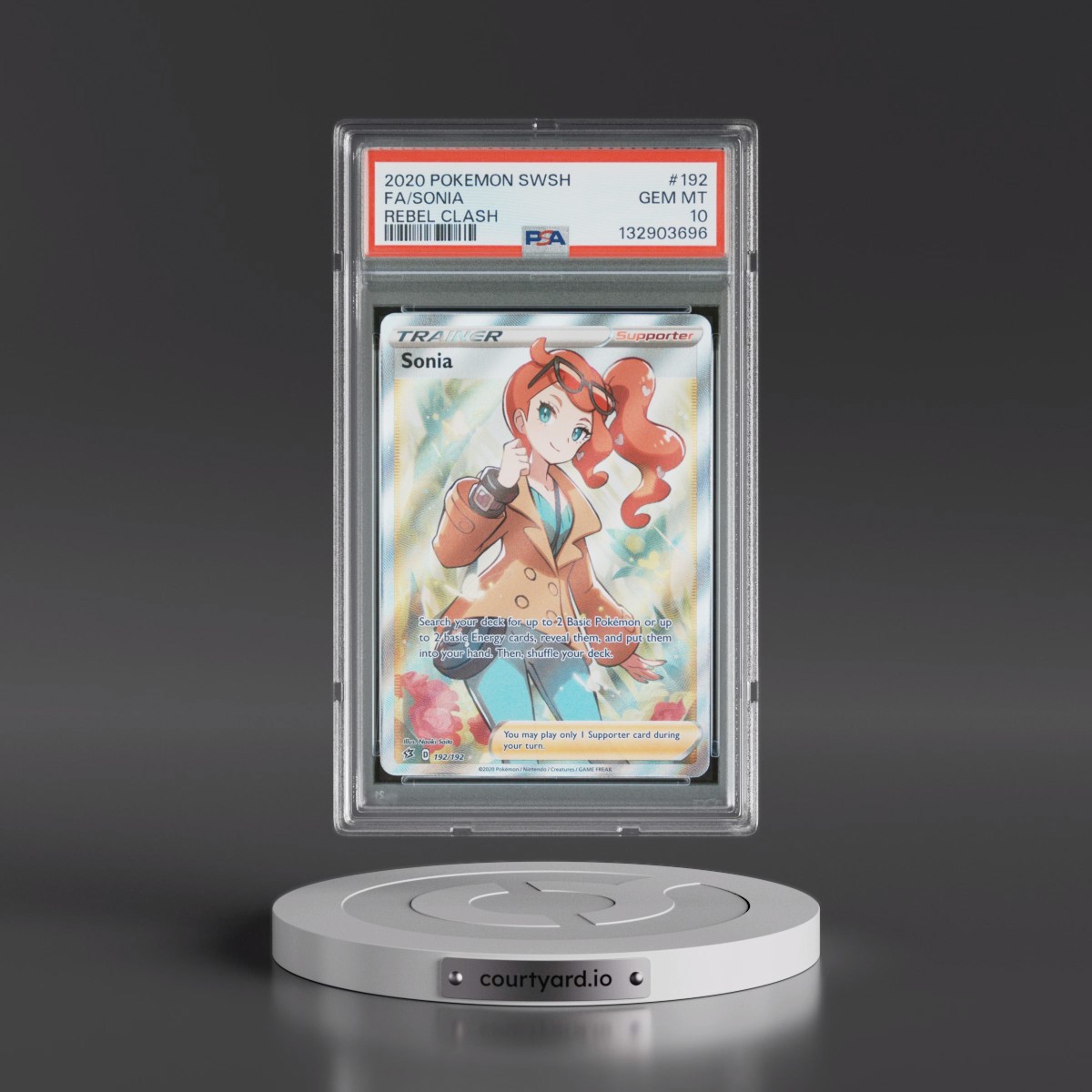 2020 Pokémon Sword & Shield Rebel Clash #192 Sonia - Full Art (PSA 10 GEM MINT)