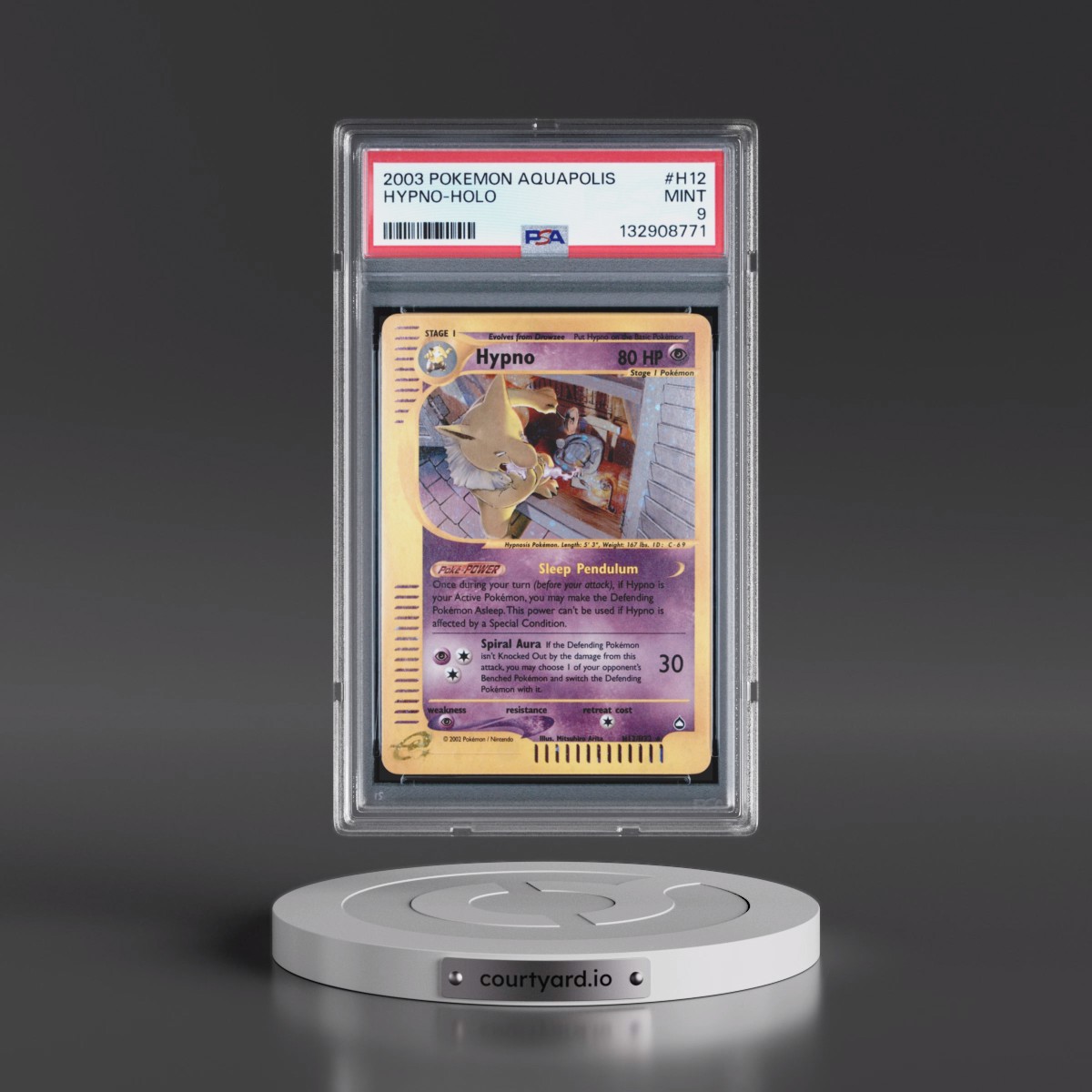 2003 Pokémon Aquapolis #H12 Hypno - Holo (PSA 9 MINT)