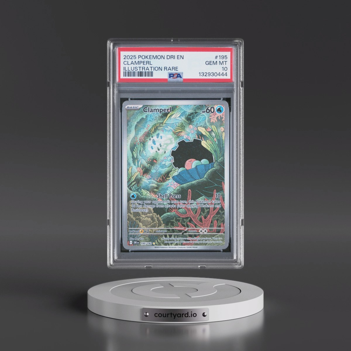 2025 Pokémon Dri EN-Destined Rivals #195 Clamperl - Illustration Rare (PSA 10 GEM MINT)
