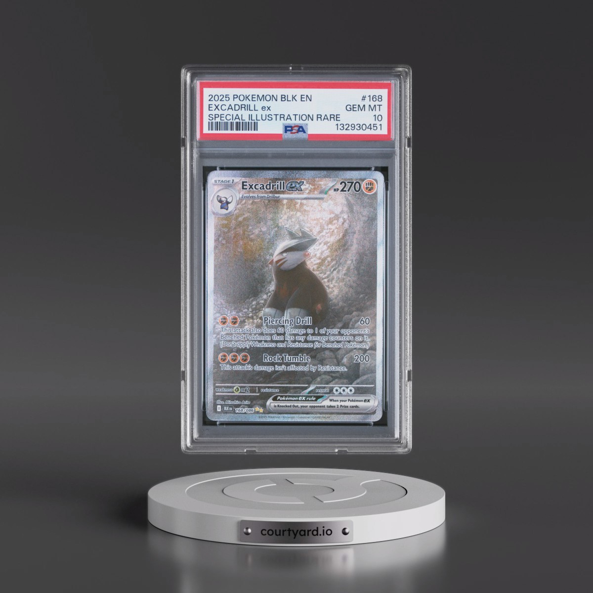 2025 Pokémon Blk EN-Black Bolt #168 Excadrill EX - Holo Special Illustration Rare (PSA 10 GEM MINT)