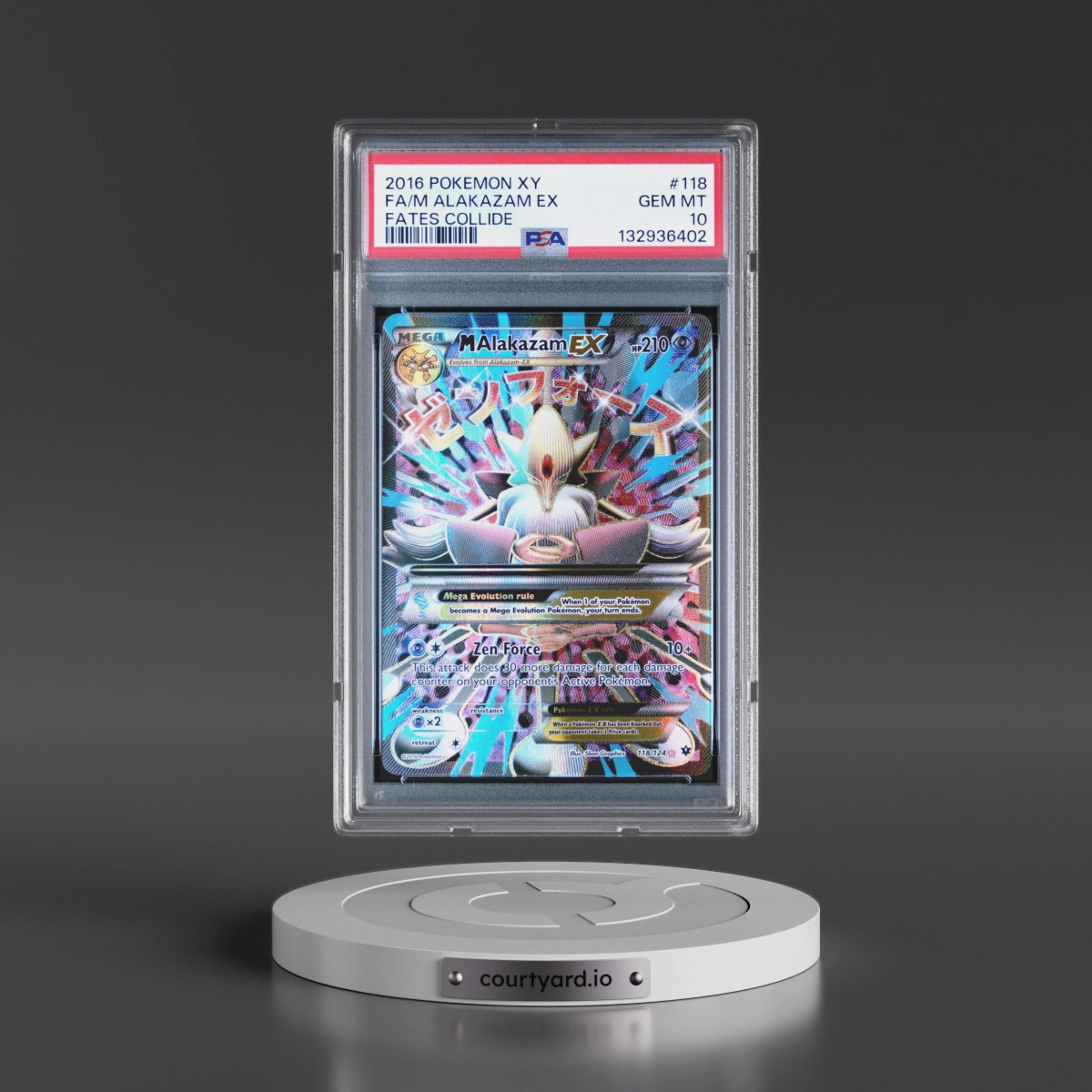 2016 Pokémon XY Fates Collide #118 M Alakazam EX - Holo Full Art (PSA 10 GEM MINT)