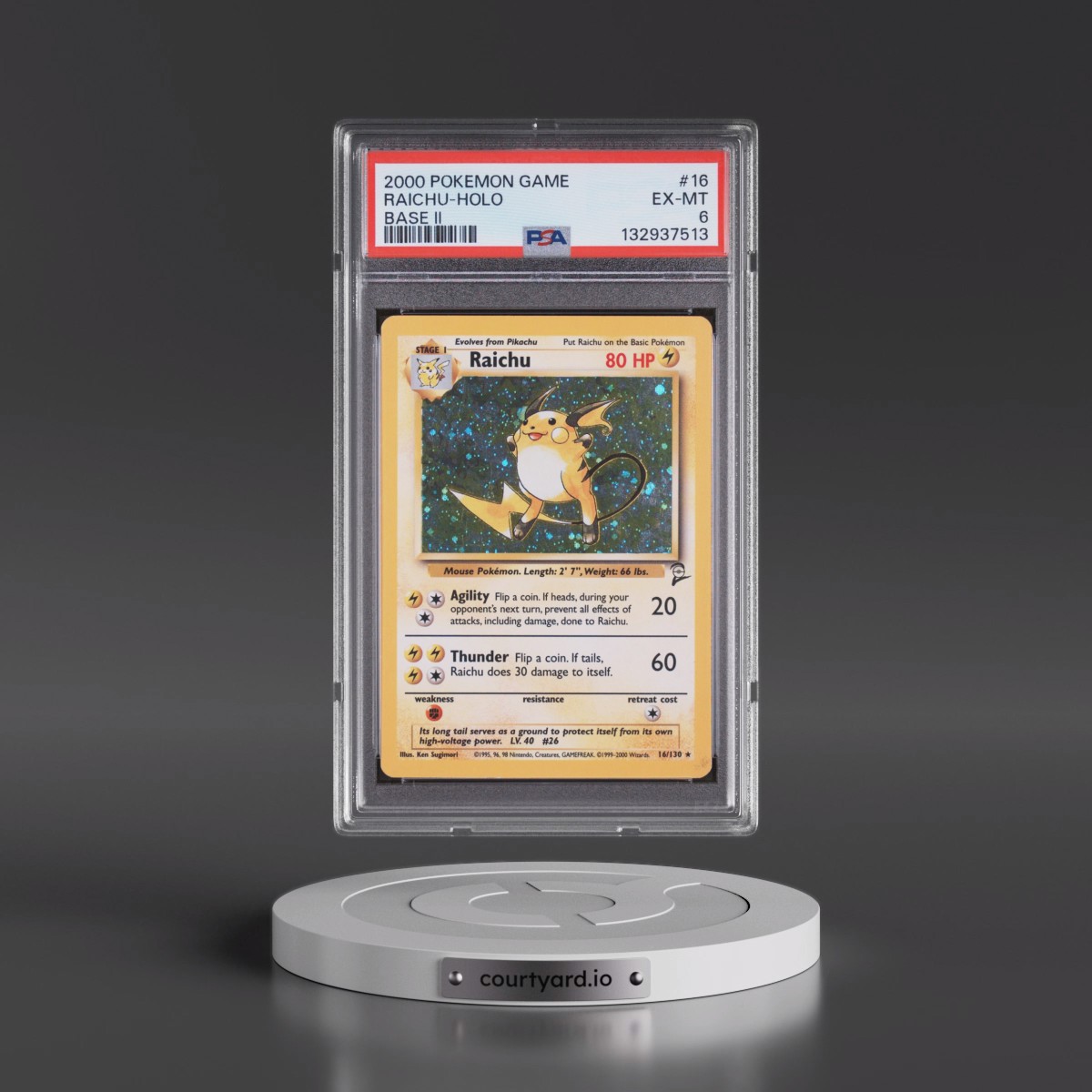 2000 Pokémon Game Base II #16 Raichu - Holo (PSA 6 EX-MT)