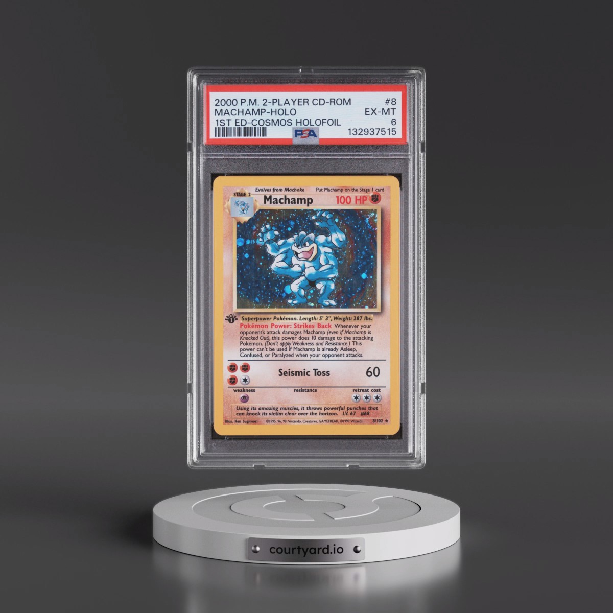 2000 Pokémon 2-Player CD-Rom Starter Set #8 Machamp - 1st Edition Cosmos Holofoil (PSA 6 EX-MT)