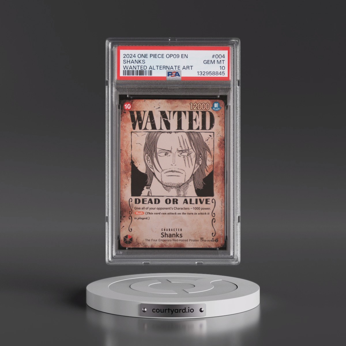2024 One Piece OP09-Emperors in the New World #004 Shanks - Wanted Alternate Art (PSA 10 GEM MINT)