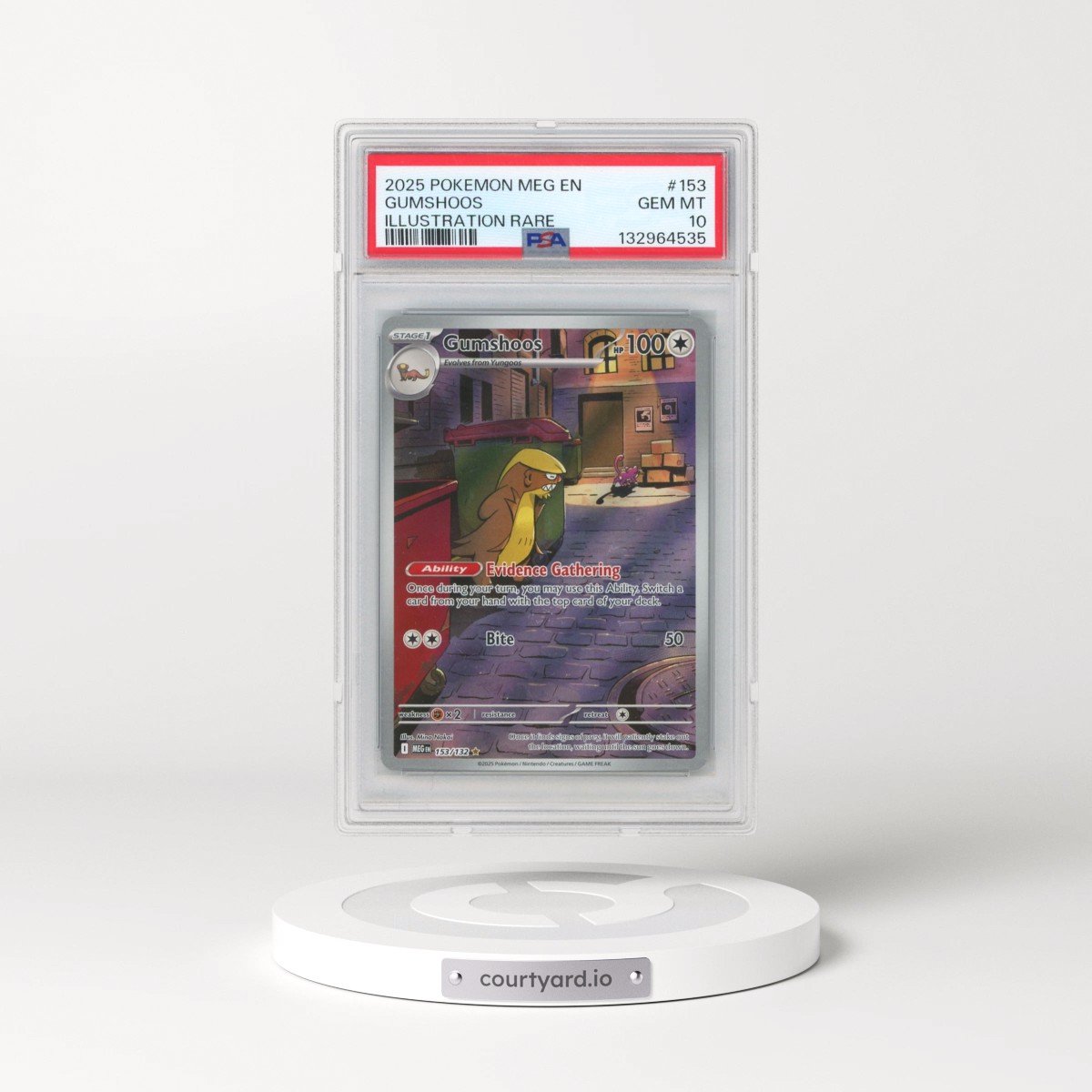 2025 Pokémon Meg EN-Mega Evolution #153 Gumshoos - Illustration Rare (PSA 10 GEM MINT)
