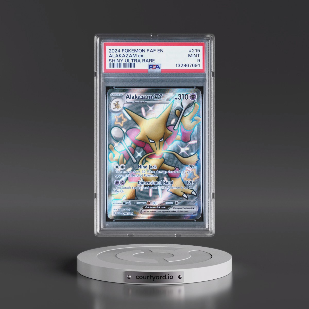 2024 Pokémon Paf EN-Paldean Fates #215 Alakazam EX - Holo Shiny Ultra Rare (PSA 9 MINT)