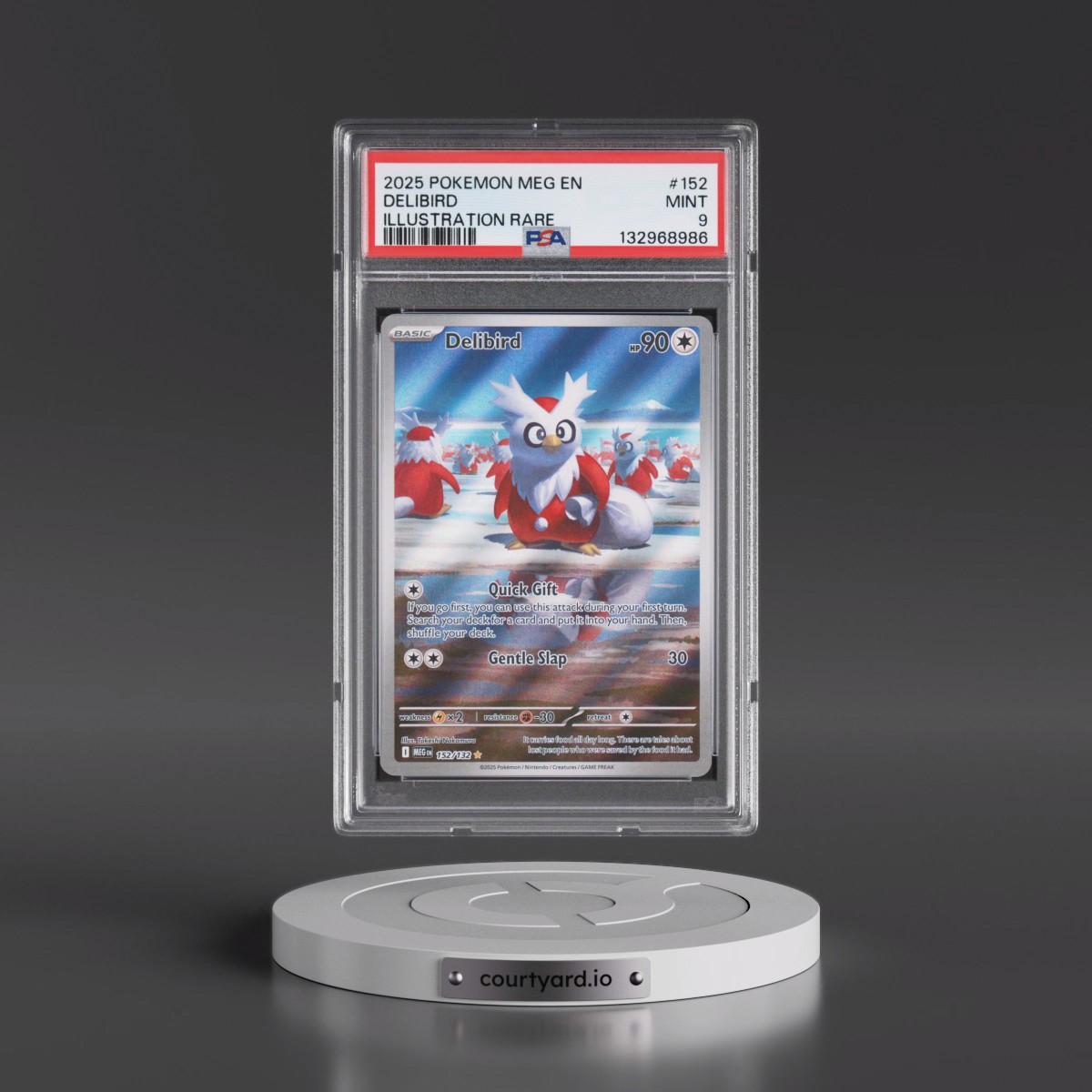 2025 Pokémon Meg EN-Mega Evolution #152 Delibird - Illustration Rare (PSA 9 MINT)