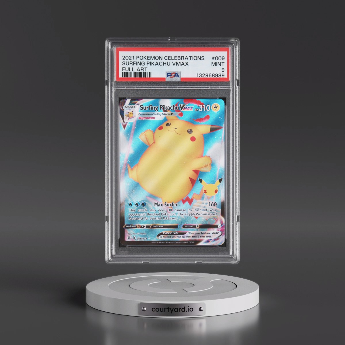 2021 Pokémon Celebrations #009 Surfing Pikachu Vmax - Full Art (PSA 9 MINT)
