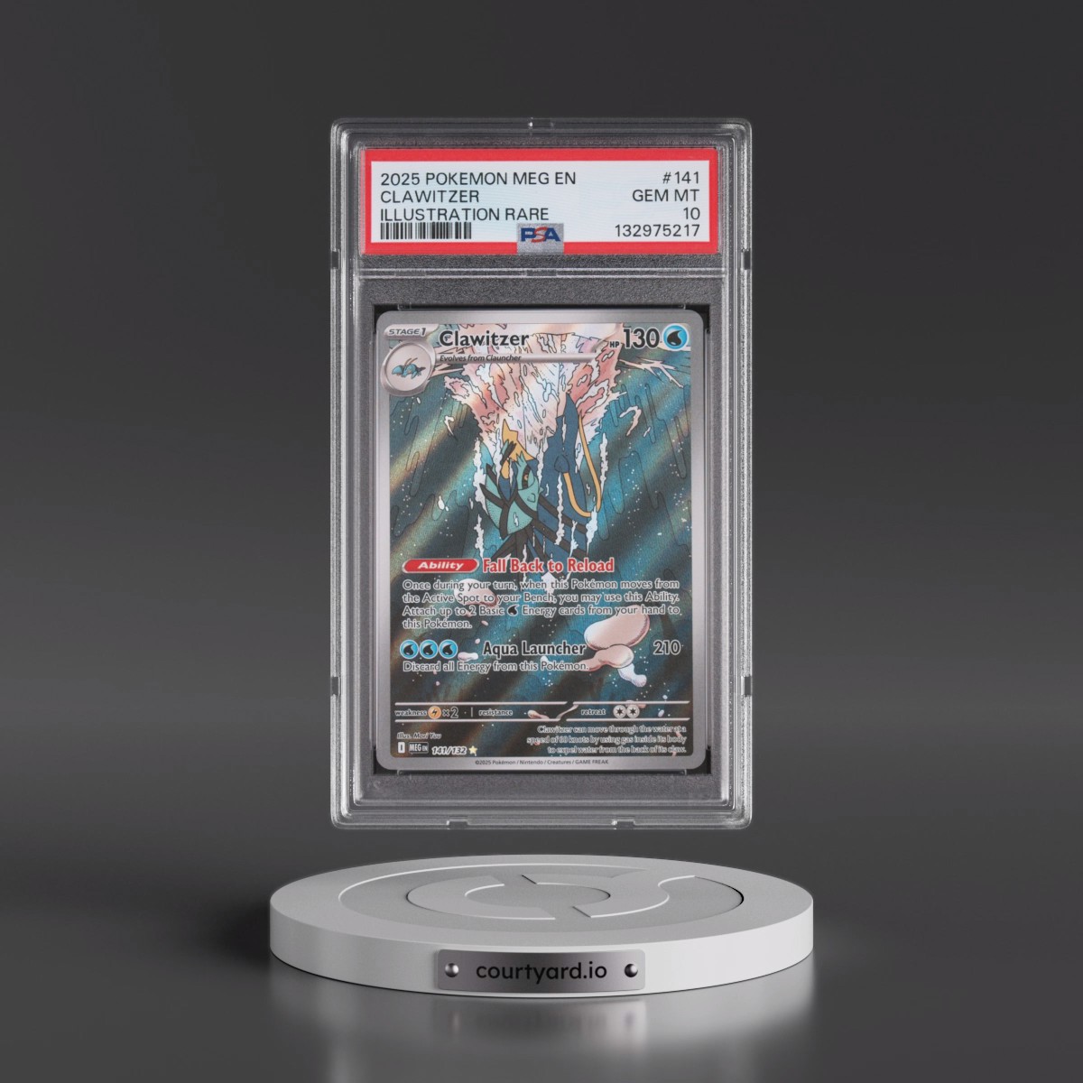 2025 Pokémon Meg EN-Mega Evolution #141 Clawitzer - Illustration Rare (PSA 10 GEM MINT)
